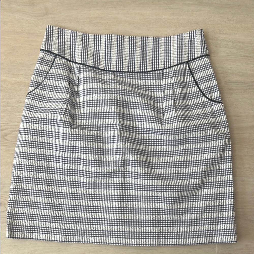NWT Anthropologie Edme & Esyllte Womens White Purple Plaid Mini Skirt Size 4